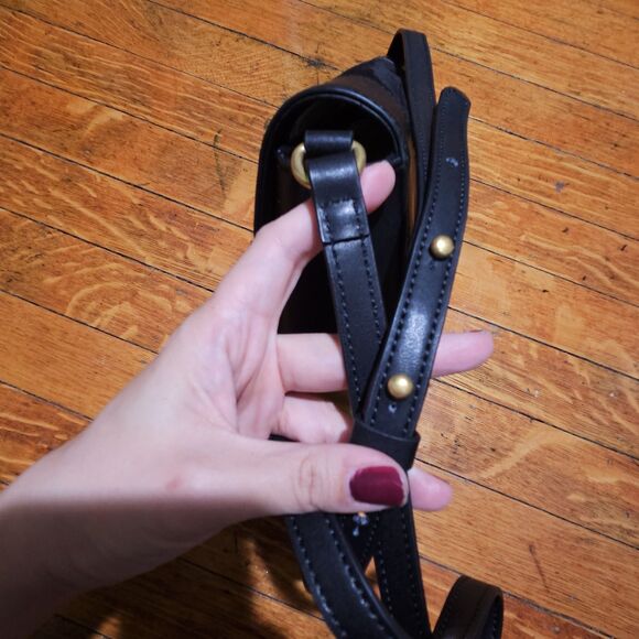 India Hicks “Dressage” Black Suede & Leather Crossbody Bag - Picture 10 of 10